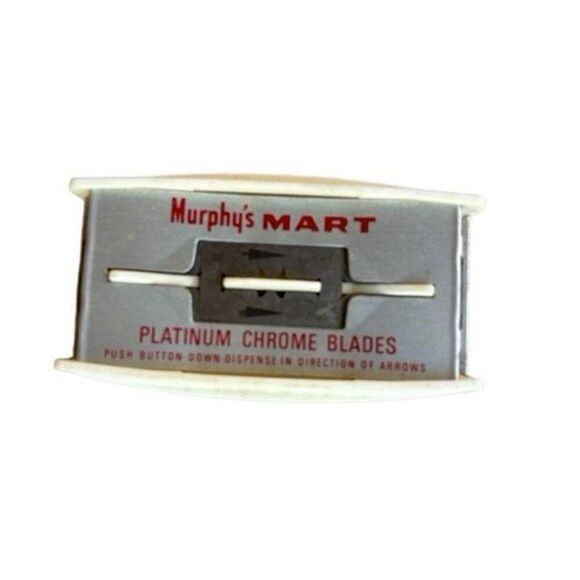 Murphy’s Mart Vintage Platinum Chrome Double Edged Blades Dispenser-1 New - Picture 1 of 4